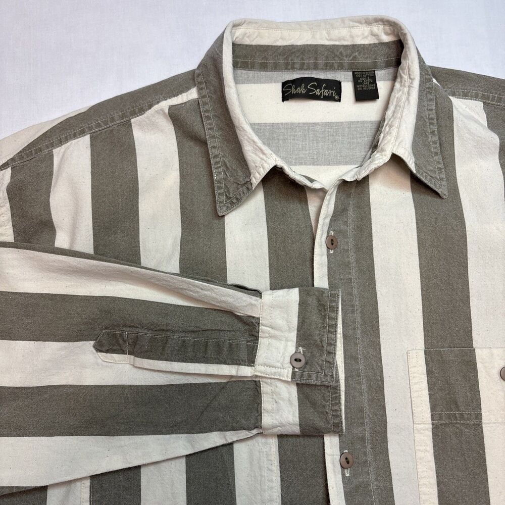 Shah Safari Vintage 1990s Cotton Shirt Made in Kenya Men Large Safari Long Sleev